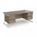 Contract 25 straight desk with 3 and 3 drawer pedestals and white cantilever leg 1800mm x 800mm - nebraska oak top CC18S33-WH-NO