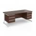 Contract 25 straight desk with 3 and 3 drawer pedestals and white cantilever leg 1800mm x 800mm - walnut top CC18S33-WH-W