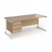 Contract 25 straight desk with 3 drawer pedestal and white cantilever leg 1800mm x 800mm - kendal oak top CC18S3-WH-KO