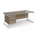 Contract 25 straight desk with 3 drawer pedestal and white cantilever leg 1800mm x 800mm - nebraska oak top CC18S3-WH-NO