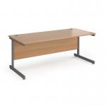 Contract 25 straight desk with graphite cantilever leg 1800mm x 800mm - beech top
