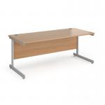 Contract 25 straight desk with silver cantilever leg 1800mm x 800mm - beech top CC18S-S-B