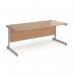 Contract 25 straight desk with silver cantilever leg 1800mm x 800mm - beech top CC18S-S-B