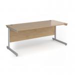 Contract 25 straight desk with silver cantilever leg 1800mm x 800mm - kendal oak top CC18S-S-KO