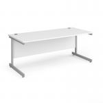 Contract 25 straight desk with silver cantilever leg 1800mm x 800mm - white top