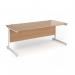 Contract 25 straight desk with white cantilever leg 1800mm x 800mm - beech top CC18S-WH-B