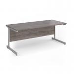 Contract 25 straight desk with white cantilever leg 1800mm x 800mm - grey oak top CC18S-WH-GO