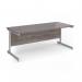Contract 25 straight desk with white cantilever leg 1800mm x 800mm - grey oak top CC18S-WH-GO