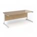 Contract 25 straight desk with white cantilever leg 1800mm x 800mm - kendal oak top CC18S-WH-KO