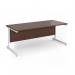 Contract 25 straight desk with white cantilever leg 1800mm x 800mm - walnut top CC18S-WH-W