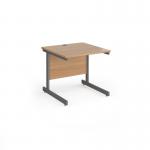 Contract 25 straight desk with graphite cantilever leg 800mm x 800mm - beech top