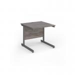 Contract 25 straight desk with graphite cantilever leg 800mm x 800mm - grey oak top CC8S-G-GO