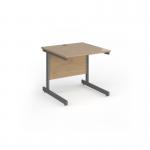 Contract 25 straight desk with graphite cantilever leg 800mm x 800mm - kendal oak top CC8S-G-KO
