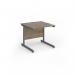 Contract 25 straight desk with graphite cantilever leg 800mm x 800mm - nebraska oak top CC8S-G-NO