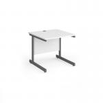 Contract 25 straight desk with graphite cantilever leg 800mm x 800mm - white top CC8S-G-WH