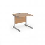 Contract 25 straight desk with silver cantilever leg 800mm x 800mm - beech top