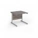 Contract 25 straight desk with silver cantilever leg 800mm x 800mm - grey oak top CC8S-S-GO