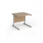Contract 25 straight desk with silver cantilever leg 800mm x 800mm - kendal oak top CC8S-S-KO