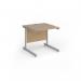 Contract 25 straight desk with silver cantilever leg 800mm x 800mm - kendal oak top CC8S-S-KO