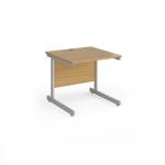 Contract 25 straight desk with silver cantilever leg 800mm x 800mm - oak top