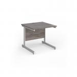 Contract 25 straight desk with white cantilever leg 800mm x 800mm - grey oak top CC8S-WH-GO