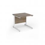 Contract 25 straight desk with white cantilever leg 800mm x 800mm - nebraska oak top CC8S-WH-NO