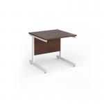 Contract 25 straight desk with white cantilever leg 800mm x 800mm - walnut top CC8S-WH-W