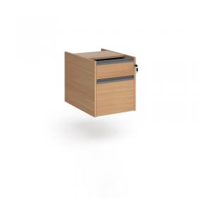 Contract 2 drawer fixed pedestal with graphite finger pull handles - beech CF2FP-G-B