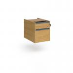 Contract 2 drawer fixed pedestal with graphite finger pull handles - oak CF2FP-G-O