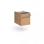 Contract 2 drawer fixed pedestal with silver finger pull handles - beech CF2FP-S-B