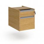 Contract 2 drawer fixed pedestal with silver finger pull handles - oak CF2FP-S-O