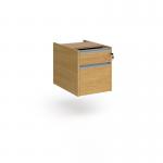 Contract 2 drawer fixed pedestal with silver finger pull handles - oak CF2FP-S-O