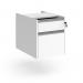 This image is of a white fixed pedestal with two drawers and silver finger pull handles. It is for a contract setting and has a modern, sleek design.