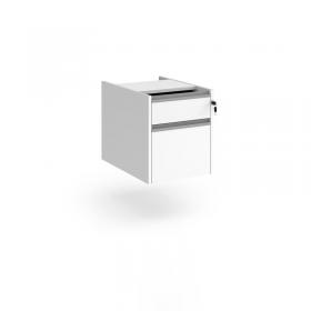 Contract 2 drawer fixed pedestal with silver finger pull handles - white CF2FP-S-WH