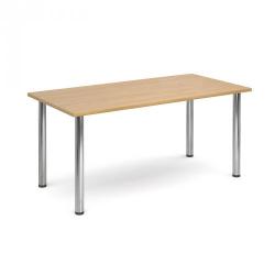 Cheap Stationery Supply of Rectangular deluxe chrome radial leg table 1600mm x 800mm - oak Office Statationery