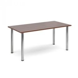 Cheap Stationery Supply of Rectangular deluxe chrome radial leg table 1600mm x 800mm - walnut Office Statationery