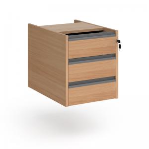 Contract 3 drawer fixed pedestal with graphite finger pull handles -