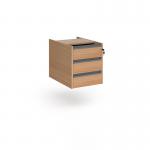 Contract 3 drawer fixed pedestal with graphite finger pull handles - beech