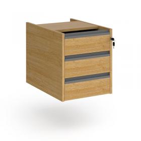 Contract 3 drawer fixed pedestal with graphite finger pull handles - oak CF3FP-G-O