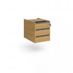 Contract 3 drawer fixed pedestal with graphite finger pull handles - oak CF3FP-G-O