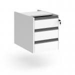 Contract 3 drawer fixed pedestal with graphite finger pull handles - white CF3FP-G-WH