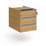 Contract 3 drawer fixed pedestal with silver finger pull handles - oak CF3FP-S-O