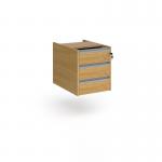 Contract 3 drawer fixed pedestal with silver finger pull handles - oak CF3FP-S-O