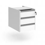 Contract 3 drawer fixed pedestal with silver finger pull handles - white CF3FP-S-WH