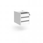 Contract 3 drawer fixed pedestal with silver finger pull handles - white CF3FP-S-WH