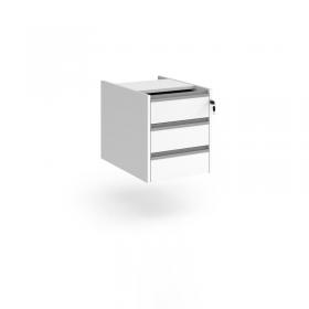 Contract 3 drawer fixed pedestal with silver finger pull handles - white CF3FP-S-WH