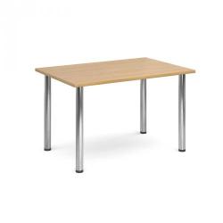 Cheap Stationery Supply of Rectangular deluxe chrome radial leg table 1300mm x 800mm - oak Office Statationery