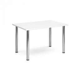 Cheap Stationery Supply of Rectangular deluxe chrome radial leg table 1300mm x 800mm - white Office Statationery