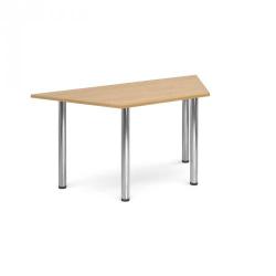 Cheap Stationery Supply of Trapezoidal deluxe chrome radial leg table 1600mm x 800mm - oak Office Statationery