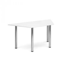 Cheap Stationery Supply of Trapezoidal deluxe chrome radial leg table 1600mm x 800mm - white Office Statationery